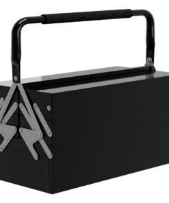DURHAND 3 Tier Metal Toolbox with 5 Tray Carry Handle 45cmx22.5cmx34.5cm Black