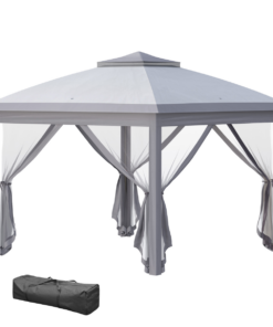 Pop Up Gazebo Height Adjustable Canopy Tent w/ Carrying Bag, Grey