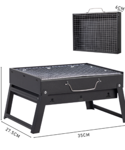 Portable BBQ Grill with Folding Feet, Compact and Lightweight Charcoal Grill for Outdoor Camping, Backyard, Picnic, Beach Party, and Family Outings