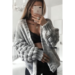 Bubble Sleeves Stylish Knitted Cardigan