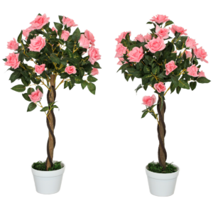 Artificial Camellia Tree Fake 21 Flowers & Nursery Pot Decor, 90cm