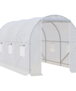 Large Galvanized Steel Frame Outdoor Walk-In Poly Tunnel Garden Greenhouse-White