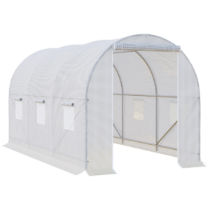 Large Galvanized Steel Frame Outdoor Walk-In Poly Tunnel Garden Greenhouse-White