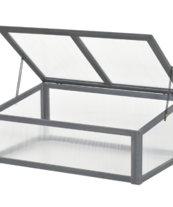 Square Wooden Greenhouse with Openable & Tilted Top Cover, PC Board