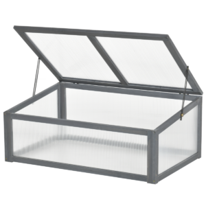 Square Wooden Greenhouse with Openable & Tilted Top Cover, PC Board