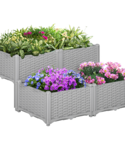 PP Set Of 2 Raised Outdoor Garden Planter Box