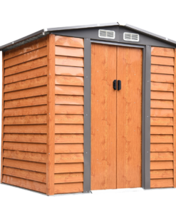6x5ft Metal Garden Shed House Gardening Tool Storage Brown 193Lx152Wx203Hcm