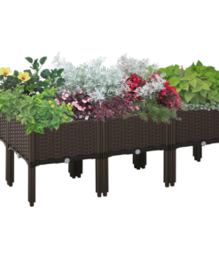 6-pcs Raised Flower Bed Stackable Vegetable Herb Box with Drainage Holes