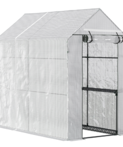 Walk in Garden Greenhouse with Shelves Steeple 186Lx120Wx190Hcm White