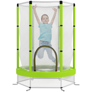 Pink Bouncy Jump Pad with Safety Net for Outdoor Fun & Indoor Play