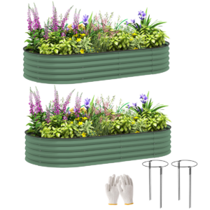 Two-Piece Garden Raised Planters - Galvanised Steel, Outdoor Ready