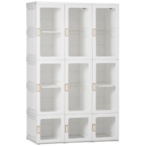 HOMCOM Portable Wardrobe, Clothes Organiser with Hanging Rods, White