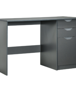 Grey High-Gloss Computer Desk with 3 Drawers & Generous Leg Room