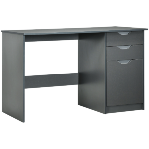 Grey High-Gloss Computer Desk with 3 Drawers & Generous Leg Room