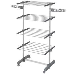 HOMCOM 4-Tier Stainless Steel Clothes Airer - Large Grey Drying Rack