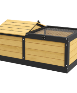PawHut Wooden Tortoise House, Small Pet Reptile with Hide Shelter Den and Run