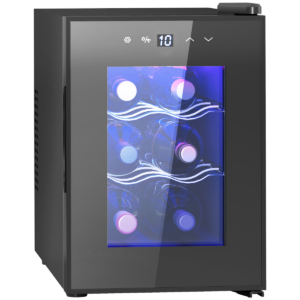 HOMCOM 6-Bottle Mini Fridge with Glass Door & Touch Screen, Quiet 35dB