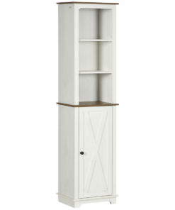 Tall Bathroom Cabinet Storage Cupboard with Door, Adjustable Shelves