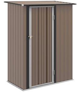 Outdoor Storage Shed Steel Garden Shed with Lockable Door Brown