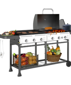 Outsunny Gas Grill and Plancha with 6+1 Burners for Garden Party Festival