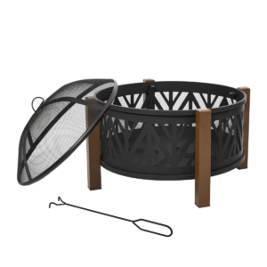 2-in-1 Outdoor Fire Pit with Grill Grate and 30-inch Spark Screen