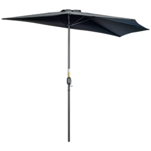 Outsunny 3m Half-Round Parasol with Crank - Black Metal Frame, UV Canopy