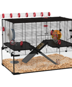 PawHut Hamster Cage w/ Tunnels, Tubes, Ramps, Platforms, Hut, 78.5 x 48.5 x 57cm