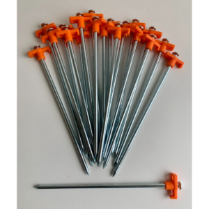 20 x Heavy Duty Hard Ground 25cm Rock Peg Hi Vis Hook Top Camping Awning Tent