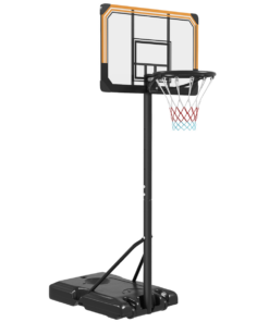 SPORTNOW Basketball Backboard Hoop Net Set System with Wheels, 182-213cm, Black