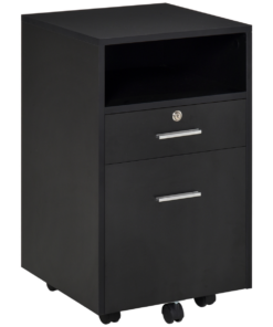 Mobile File Cabinet Lockable Documents Storage w/ 5 Wheels Black Vinsetto