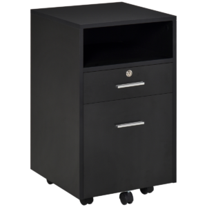 Mobile File Cabinet Lockable Documents Storage w/ 5 Wheels Black Vinsetto