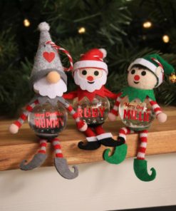 Pre-personalised Snowglobe Santa Elf Christmas Tree Decoration Gift