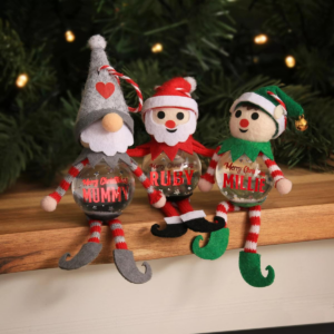 Pre-personalised Snowglobe Santa Elf Christmas Tree Decoration Gift