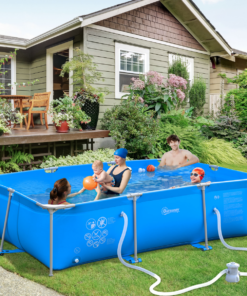 Rust-Resistant Steel Frame Pool with Filter Pump & Cartridge 315x225x75cm Blue