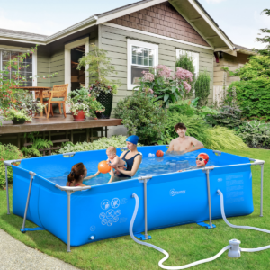 Rust-Resistant Steel Frame Pool with Filter Pump & Cartridge 315x225x75cm Blue