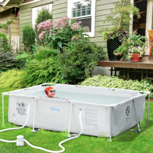 Grey Rust-Resistant Steel Frame Pool with Filter Pump & Cartridge 292x190x75 cm