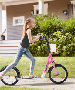 HOMCOM Kids Kick Scooter Teen Ride On Adjustable Children Scooter with Brakes