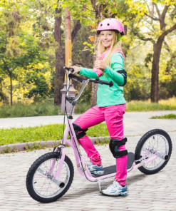 Teen Scooter Children Stunt Scooter 16" Tyres Adjustable Height, Pink