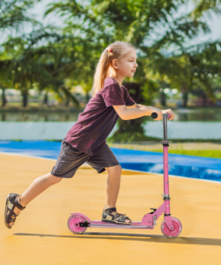 Scooter for Kids Ages 3-7 W/ Lights Music Adjustable Height Folding Frame - Pink