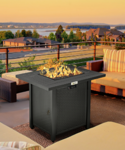Outsunny 50,000 BTU Gas Firepit Table with Protective Cover, Spark Guard