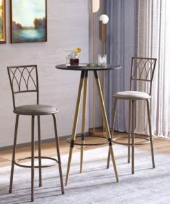 Set of 2 Bar Chairs Swivel Armless Upholstered Metal Frame Barstools