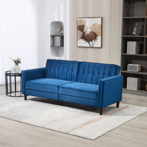 HOMCOM 2 Seater Sofa Bed Convertible Bed Settee w/ 2 Cushions Storage Light Grey