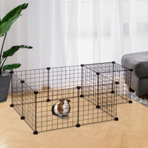 DIY Pet Playpen Metal Wire Fence 12-Panel Guinea Pig Small Animals Cage Black