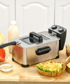 HOMCOM 3 Litre Deep Fat Fryer with Adjustable Temperature, 60min Timer, 2000W
