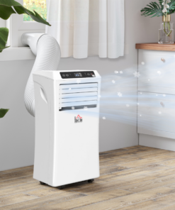 HOMCOM Mobile Air Conditioner W/ RC Cooling Sleeping Mode Portable White 1080W