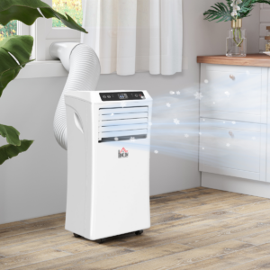 HOMCOM Mobile Air Conditioner W/ RC Cooling Sleeping Mode Portable White 1080W