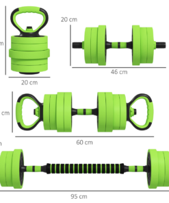 4-in-1 Weight Dumbbells Set, Barbell, Kettlebell, Push Up Stand, 20kg