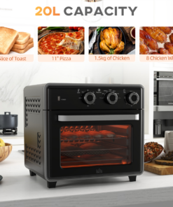 HOMCOM Air Fryer Oven 20L Mini Oven Countertop Convection Oven 1400W Black