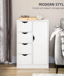 Modern Bedside Table with 2 Drawers, Sofa Side Table for Bedroom, White and Oak