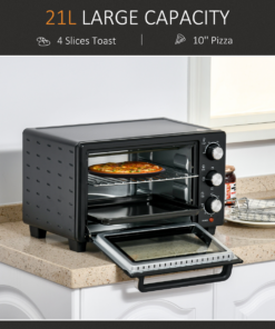 Compact 21L Mini Oven 1400W with Grill, Toaster Timer, Tray & Rack